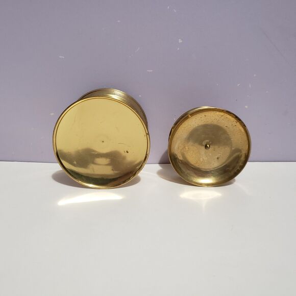 Brass Candle Holders Lot of 2 Assorted Sizes Country Farmhouse Home Decor 4"/2" - Picture 2 of 5
